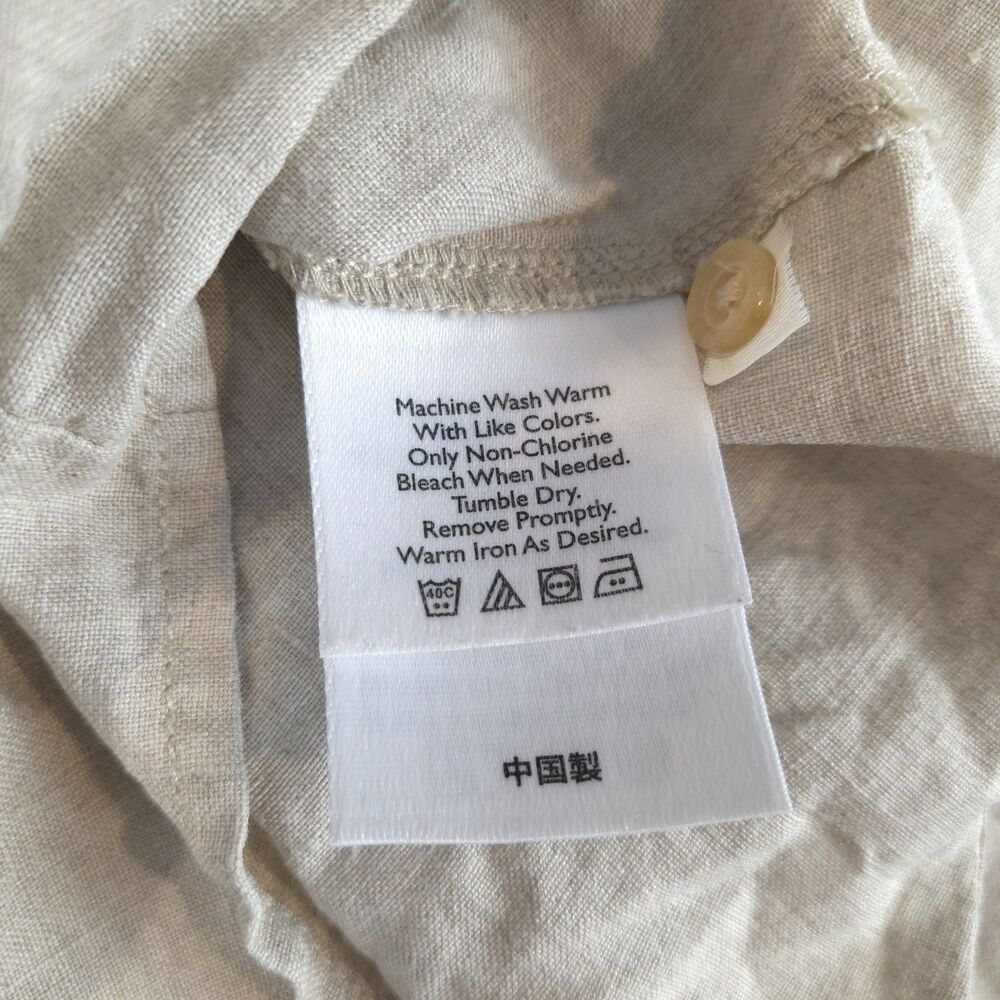 Eddie Bauer Womens Linen Shortsleeve Button Down Shirt Beige S Safari Gorp - Picture 9 of 10